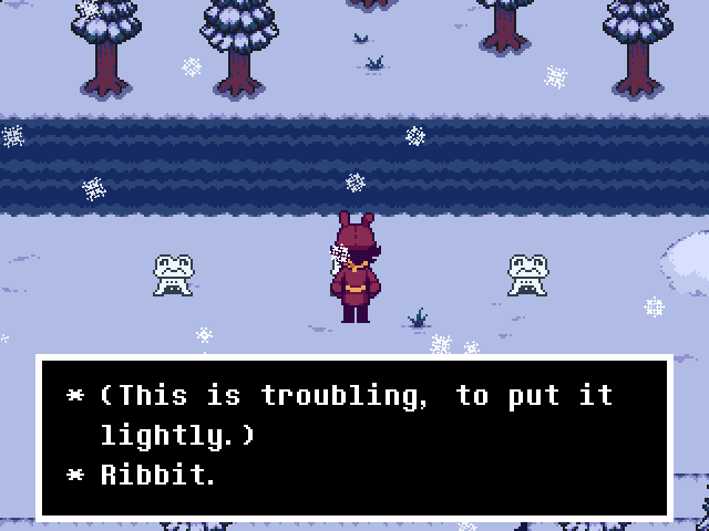 A Froggit saying, "This is troubling, to put it lightly."