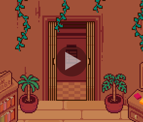 A video showing Riley walking around the Stairway Tree. They take the elevator up to the balcony, look out at the view, then take the elevator back down to the ground floor.